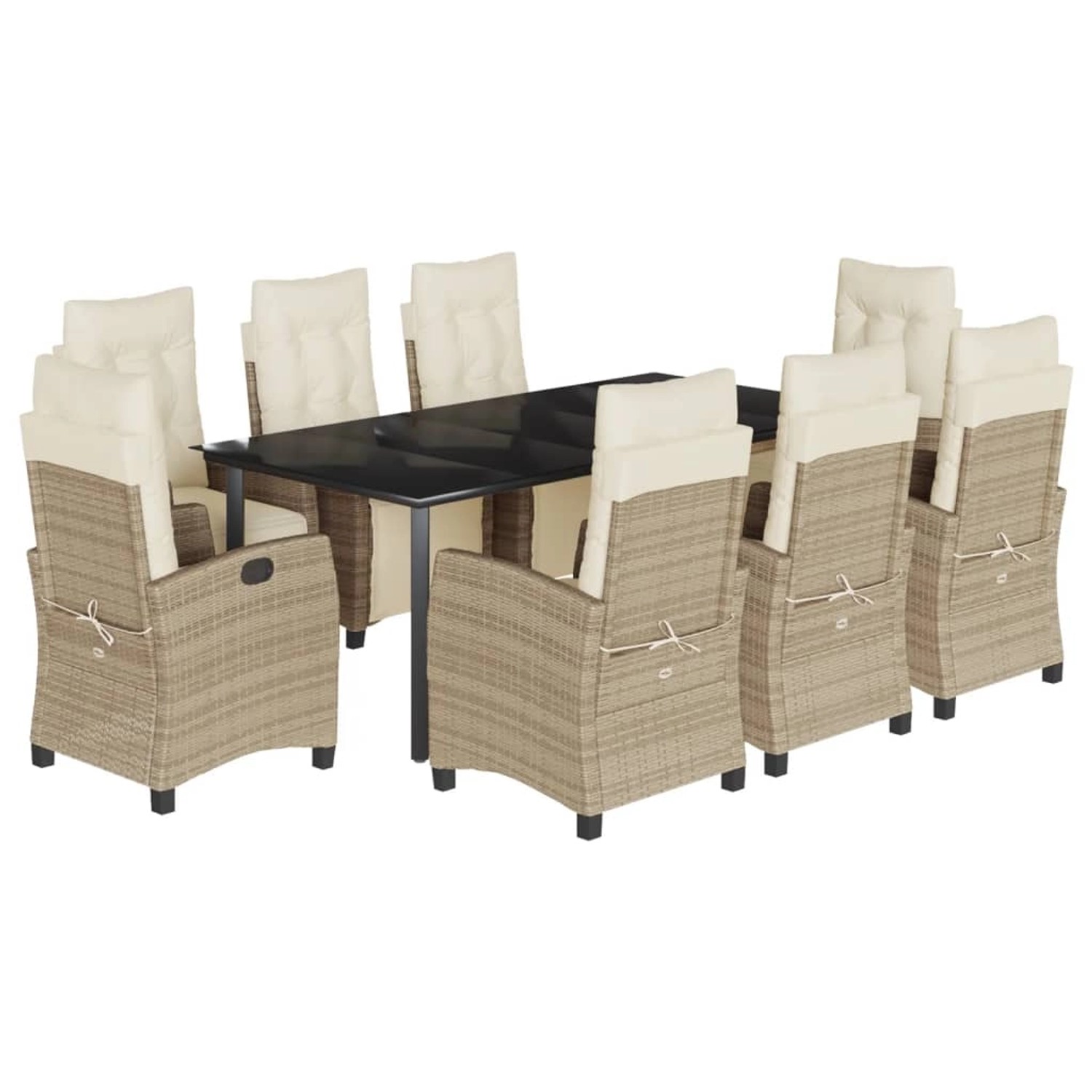 vidaXL 9-Tlg Garten-Essgruppe mit Kissen Beige Poly Rattan 3213015 günstig online kaufen