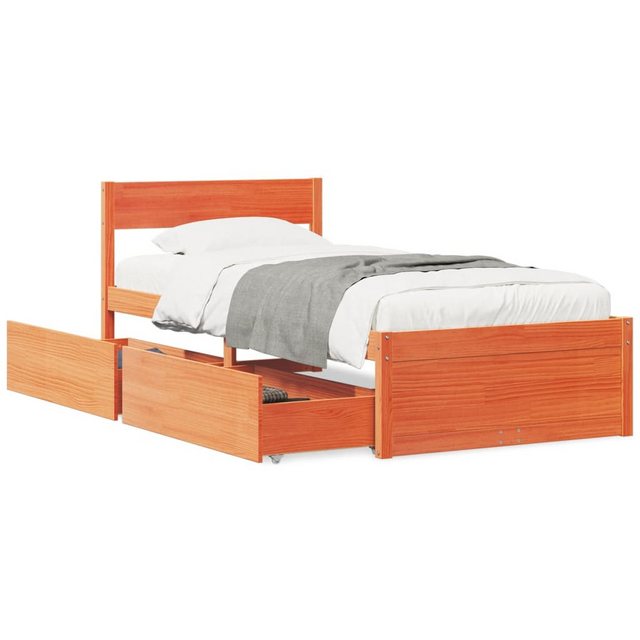 vidaXL Bett, Massivholzbett ohne Matratze Wachsbraun 100x200 Kiefernholz günstig online kaufen