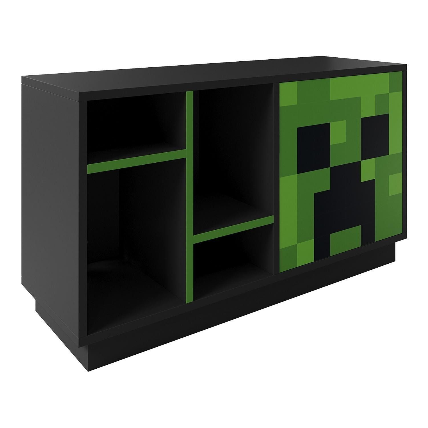 Lowboard MINECRAFT, 1 Glastür, Anthrazit, Grün, günstig online kaufen