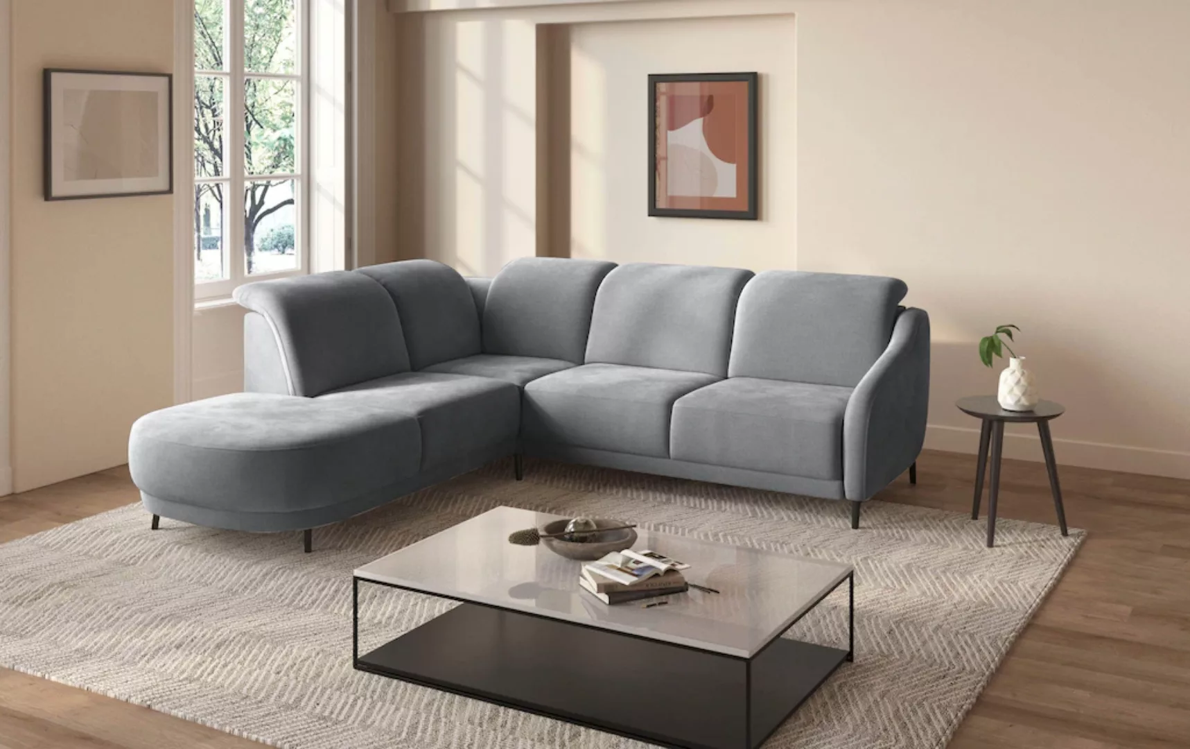 sit&more Ecksofa »Blues L-Form«, wahlweise mit Klapptisch und USB günstig online kaufen