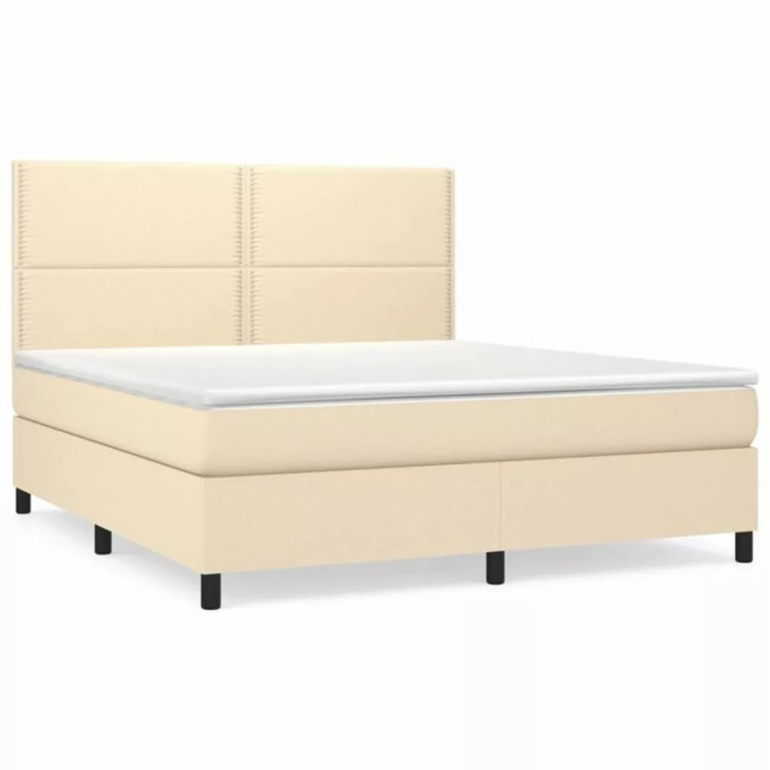 vidaXL Boxspringbett Boxspringbett mit Matratze Creme 160x200 cm Stoff Bett günstig online kaufen