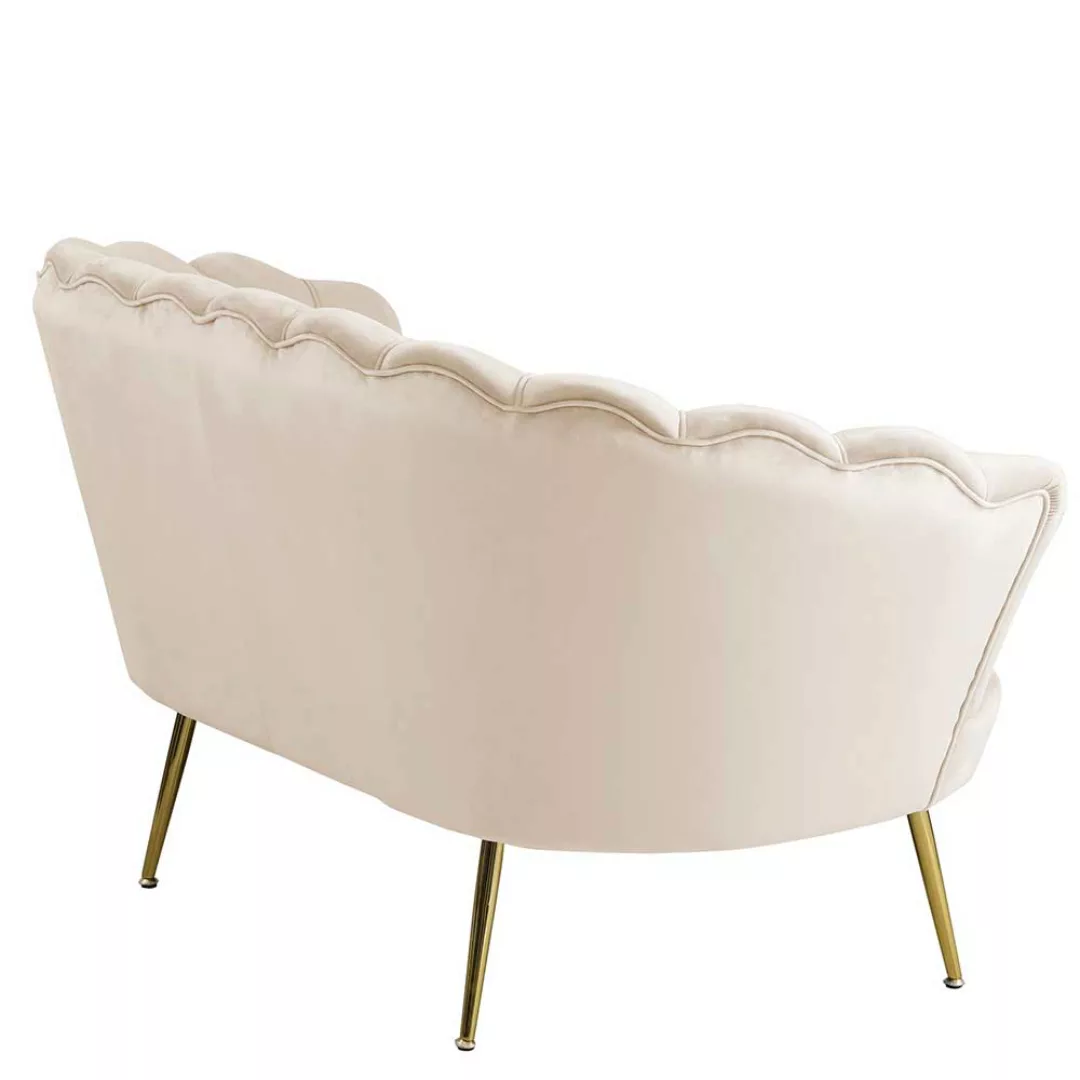 Design Sofa in Beige Samt Retro Style günstig online kaufen