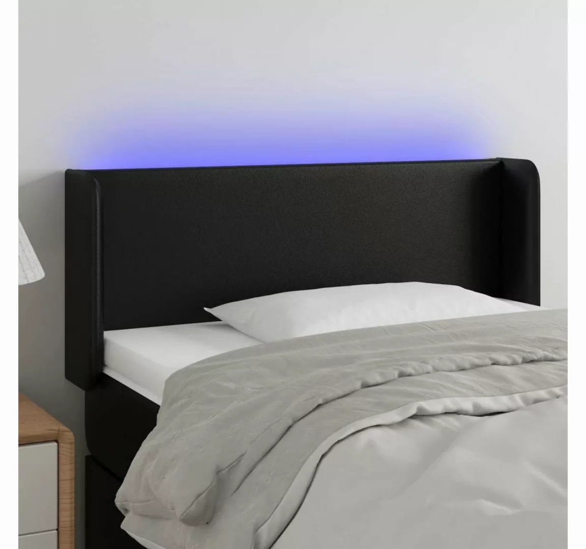 vidaXL Bett, LED Kopfteil Schwarz 93x16x78/88 cm Kunstleder günstig online kaufen