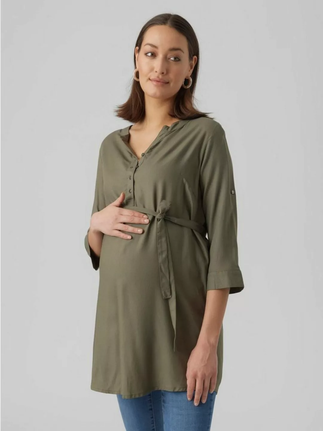 Mamalicious Blusenshirt Umstandstunika Shirt (1-tlg) 3113 in Olive günstig online kaufen