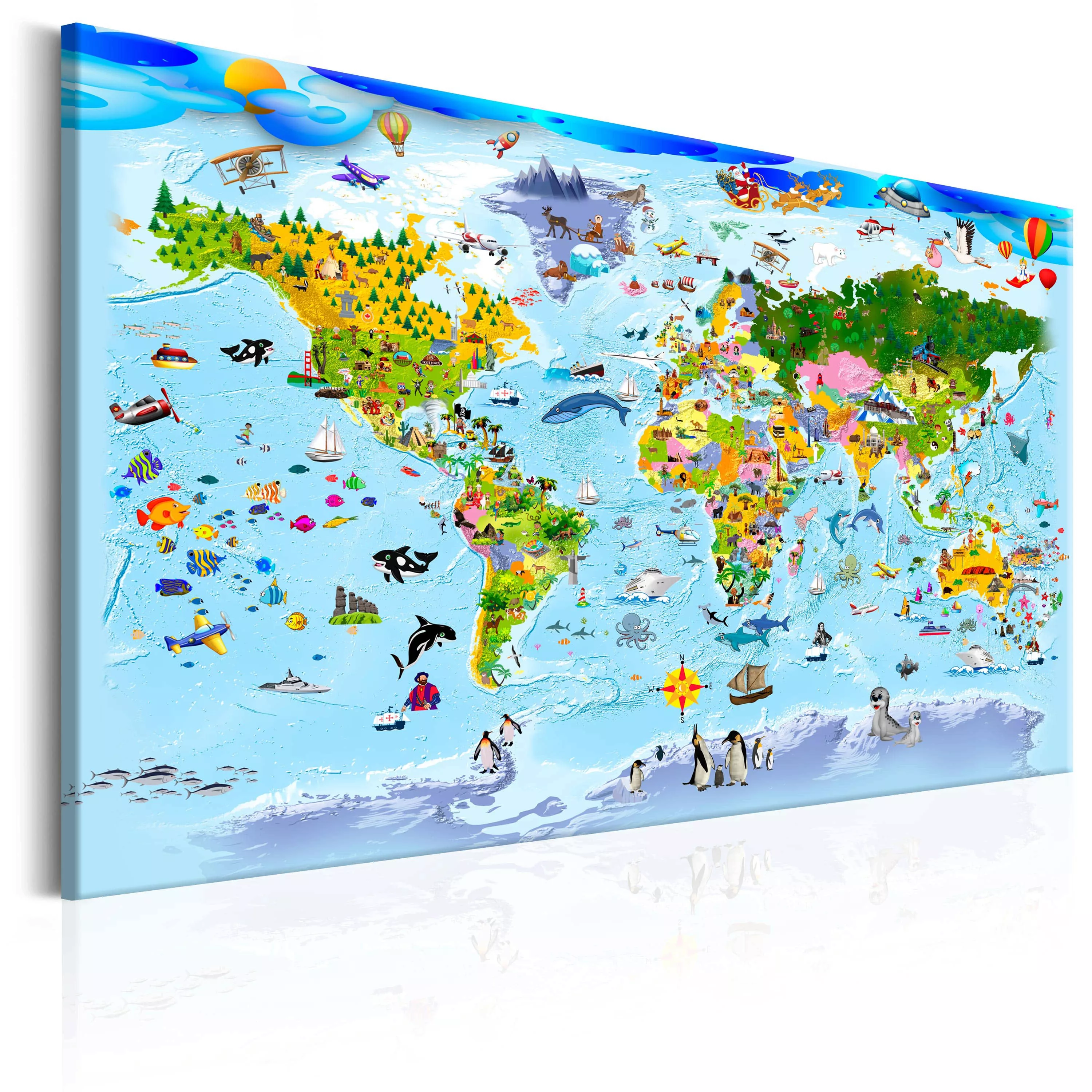 Wandbild - Children's Map: Colourful Travels günstig online kaufen
