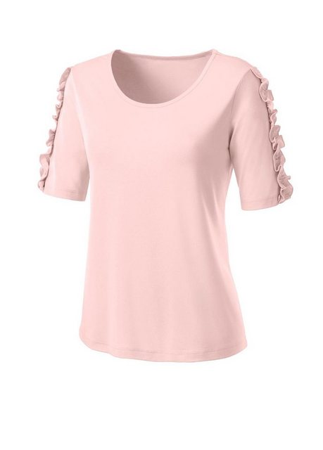 creation L T-Shirt CRéATION L Damen Jerseyshirt mit Rüschen, rosé günstig online kaufen