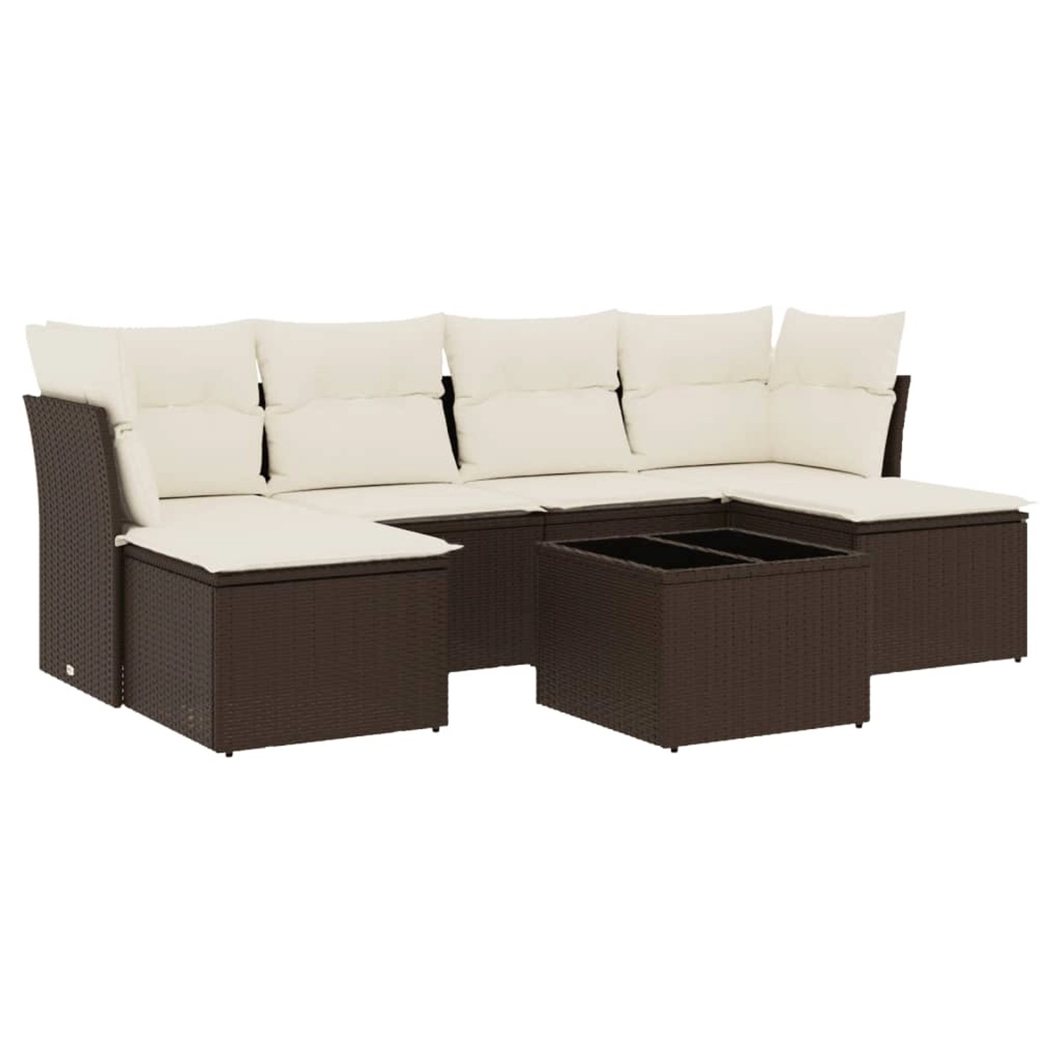 vidaXL 7-Tlg Garten-Sofagarnitur mit Kissen Braun Poly Rattan 3249862 günstig online kaufen