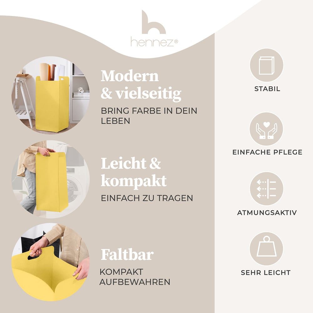 HENNEZ Wäschekorb "Katy" aus Filz schmal günstig online kaufen