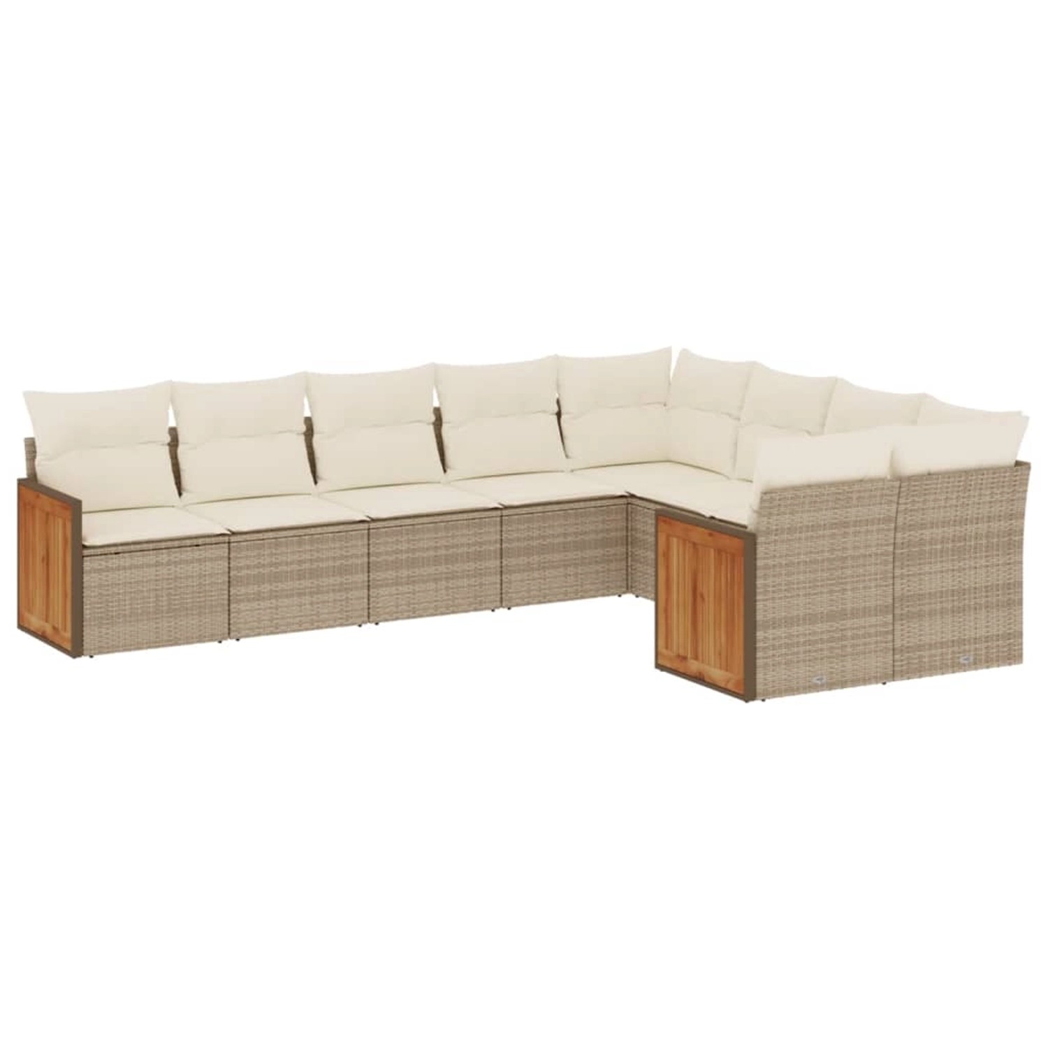 vidaXL 9-Tlg Garten-Sofagarnitur mit Kissen Beige Poly Rattan 3260385 günstig online kaufen