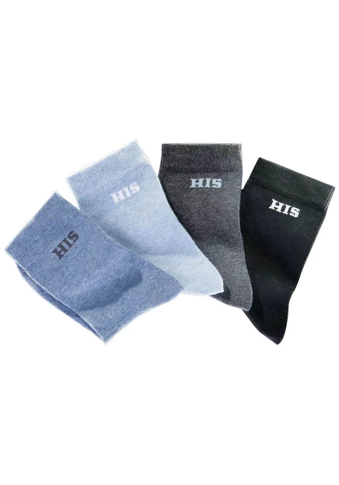 H.I.S Basicsocken, (Packung, 4 Paar), mit eingestricktem Markenlogo günstig online kaufen