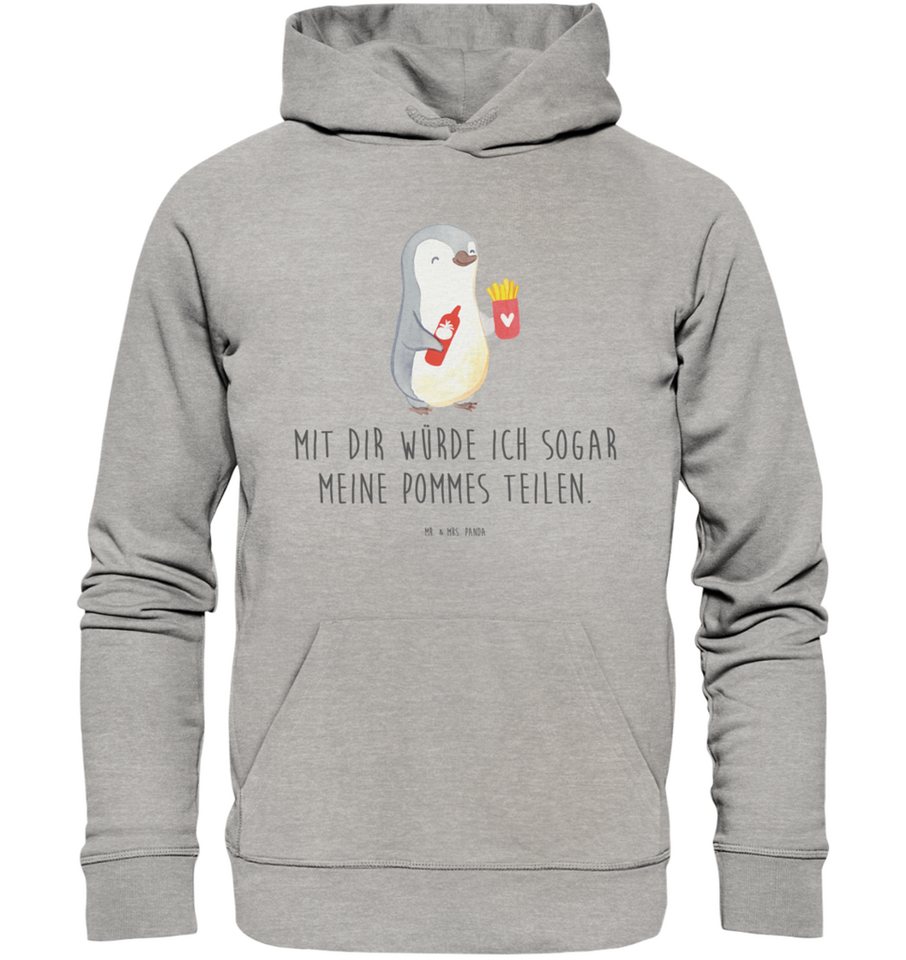 Mr. & Mrs. Panda Hoodie Größe XL Pinguin Pommes - Heather Grey - Geschenk, günstig online kaufen