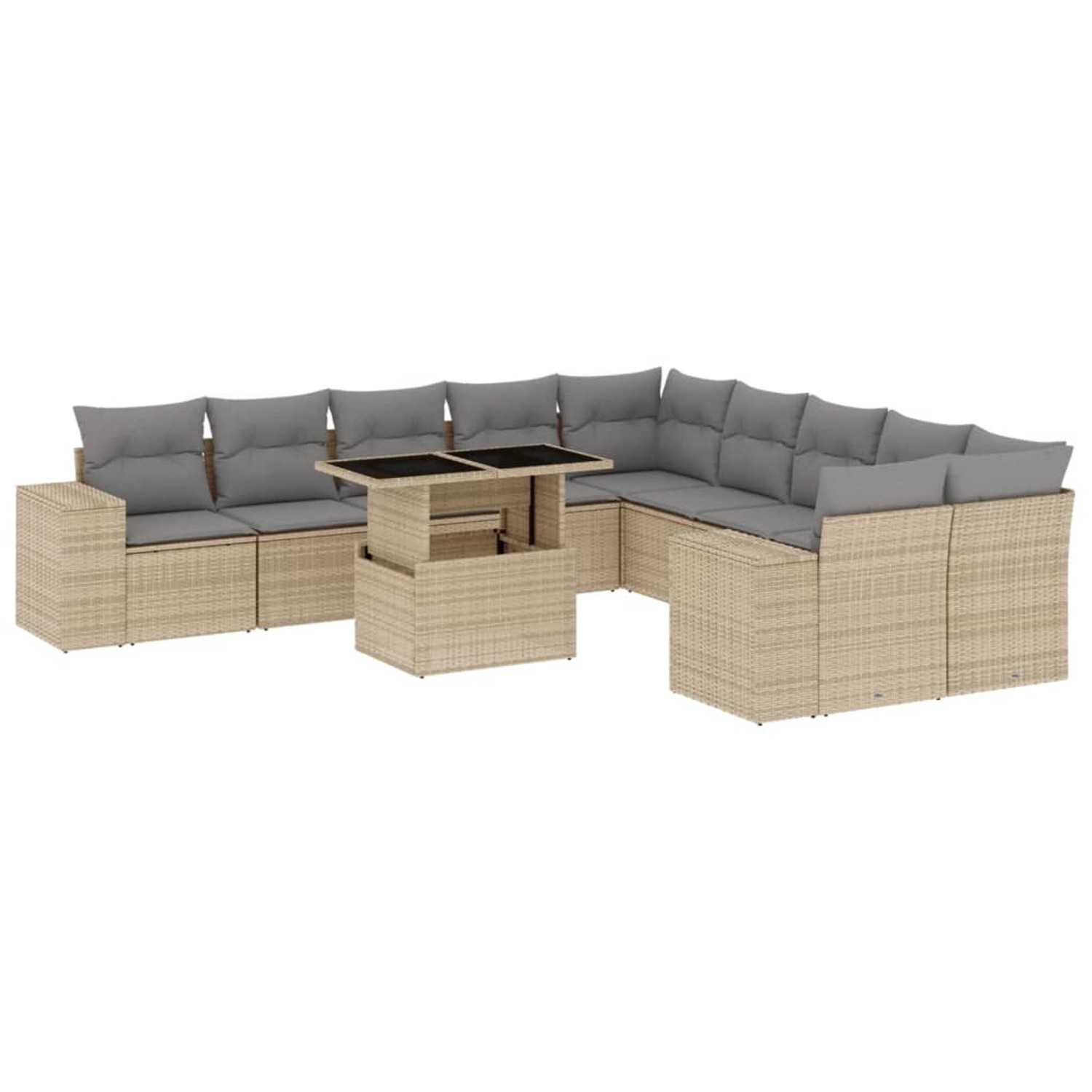 vidaXL 11-tlg Garten-Sofagarnitur mit Kissen Beige Poly Rattan Modell 184 günstig online kaufen