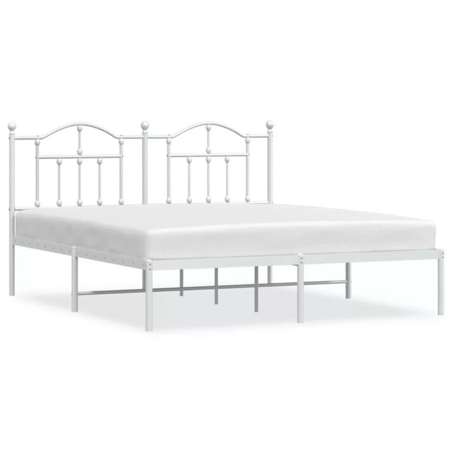 vidaXL Bettgestell Bettrahmen mit Kopfteil Metall Weiß 160x200 cm Bett Bett günstig online kaufen