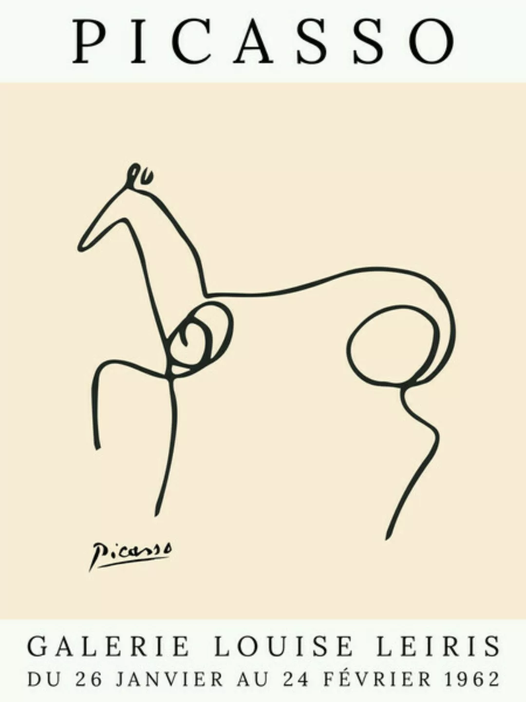 Poster / Leinwandbild - Picasso Pferd – Beige günstig online kaufen