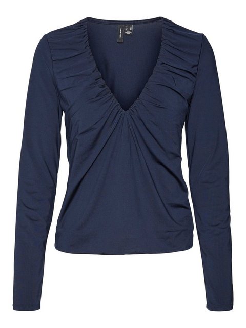 Vero Moda Langarmshirt VMHanna Bianca (1-tlg) Drapiert/gerafft günstig online kaufen