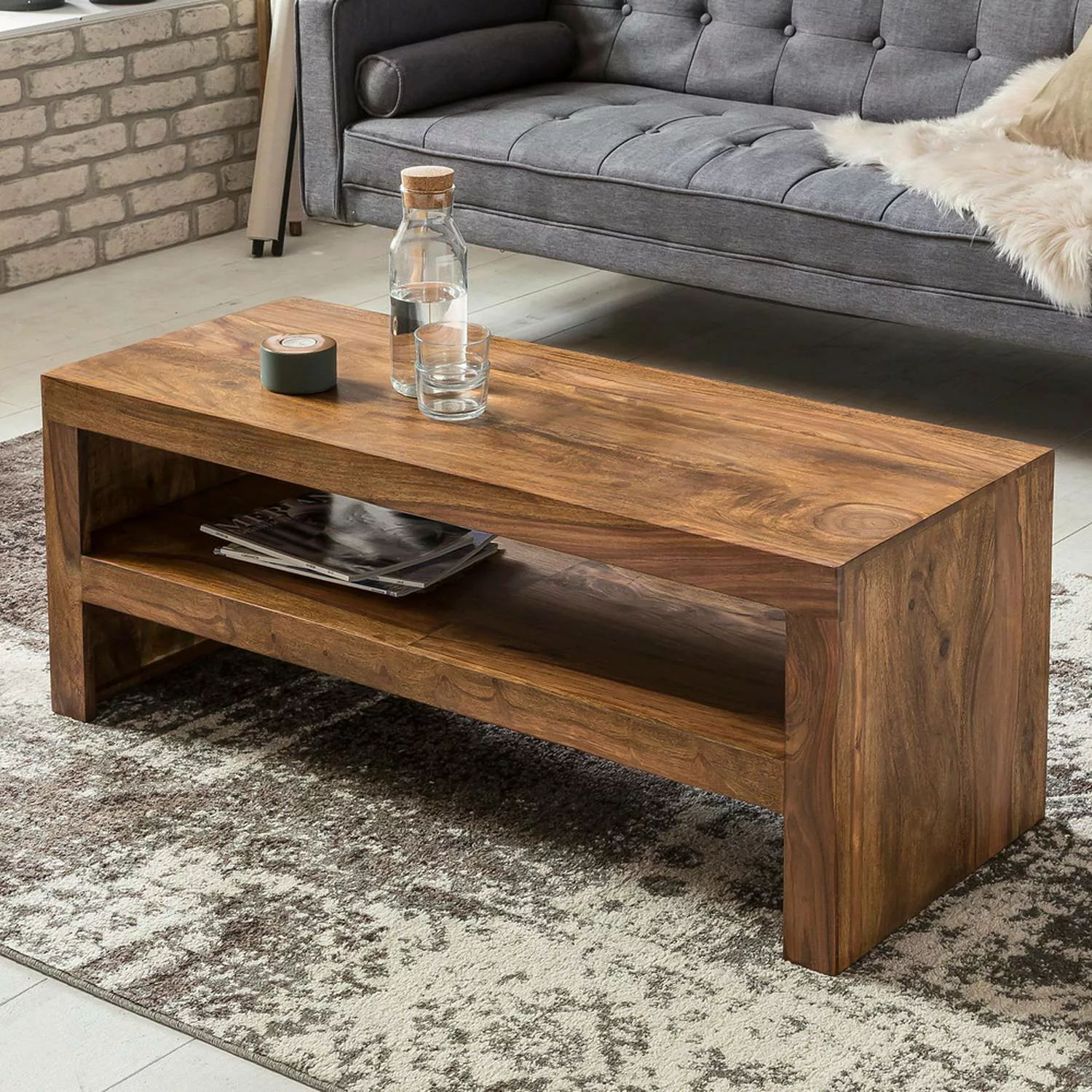 Couchtisch Massiv-Holz Durban Sheesham 110 cm breit Wohnzimmer-Tisch Design günstig online kaufen