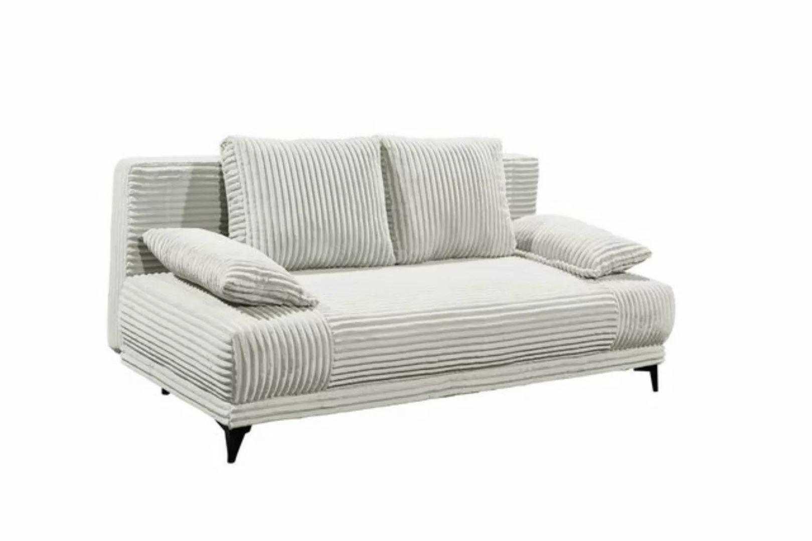 Black Red White Schlafsofa Liegefläche 157x202cm, in Cord silver - 211x96x1 günstig online kaufen