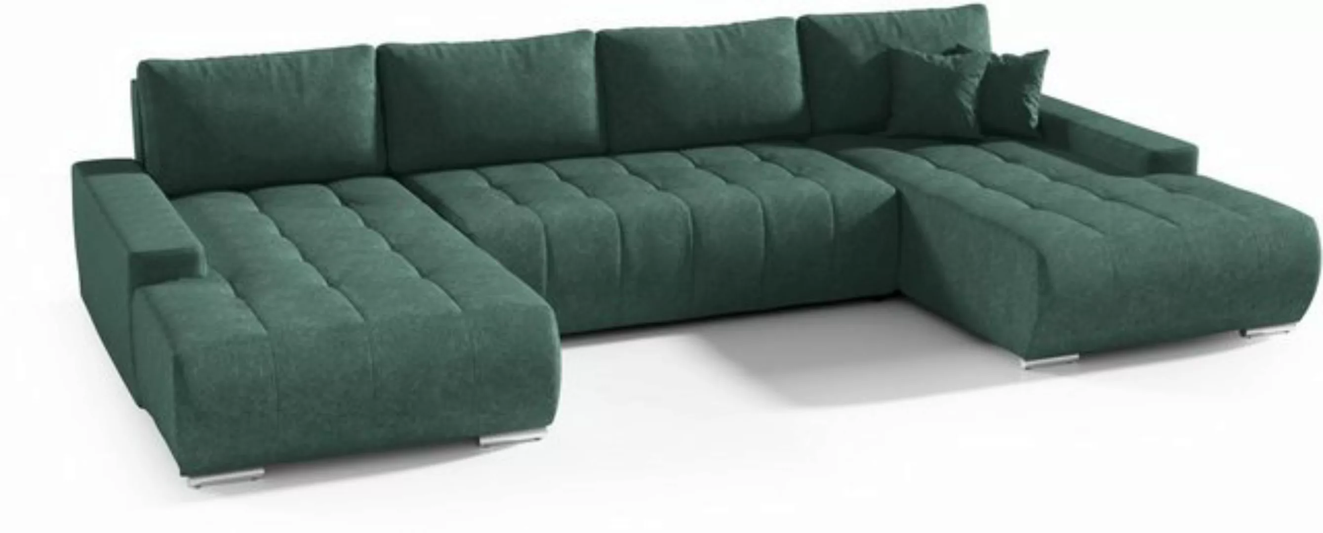 Compleo Ecksofa mit Schlaffunktion aus Velourstoff MONA, mit Bettkasten, U- günstig online kaufen