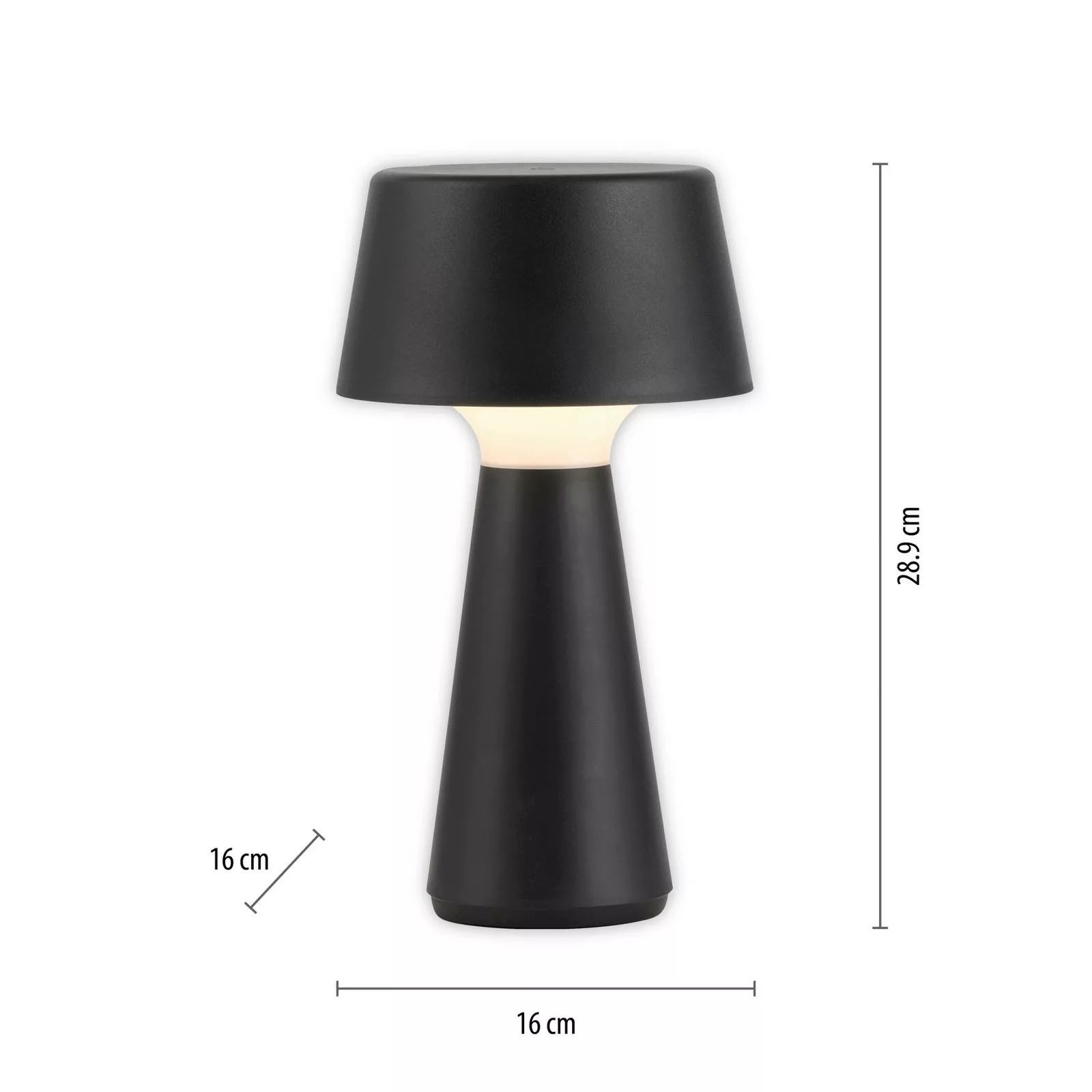 Just Light. LED-Akku-Tischleuchte Abera Schwarz 28,9 cm x Ø 16 cm günstig online kaufen