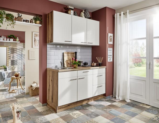 Küchenzeile Leerblock 150cm Miniküche inkl. Spüle und Spültischarmatur PKW günstig online kaufen