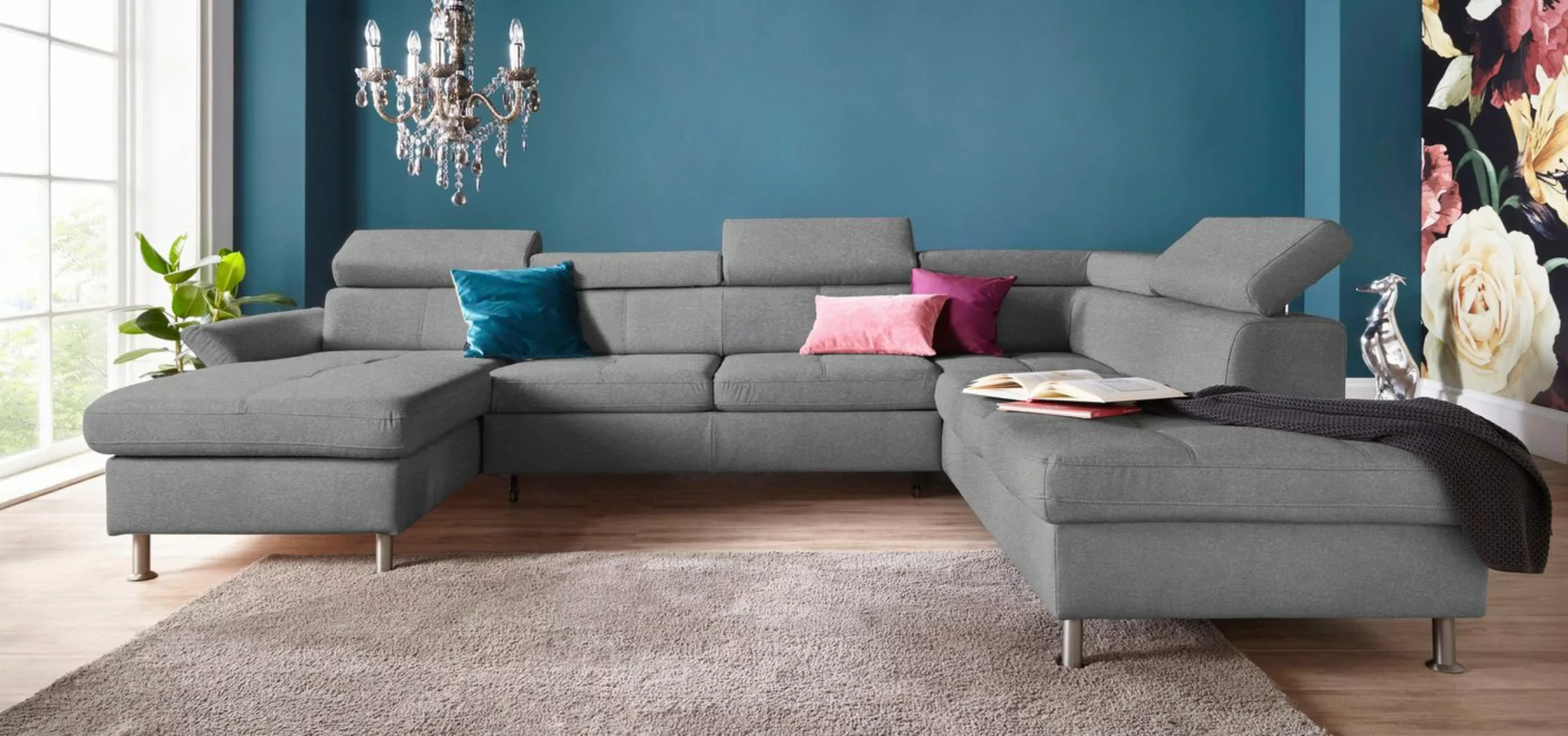 exxpo - sofa fashion Wohnlandschaft "Maretto, U-Form", inkl. Kopf- bzw. Rüc günstig online kaufen