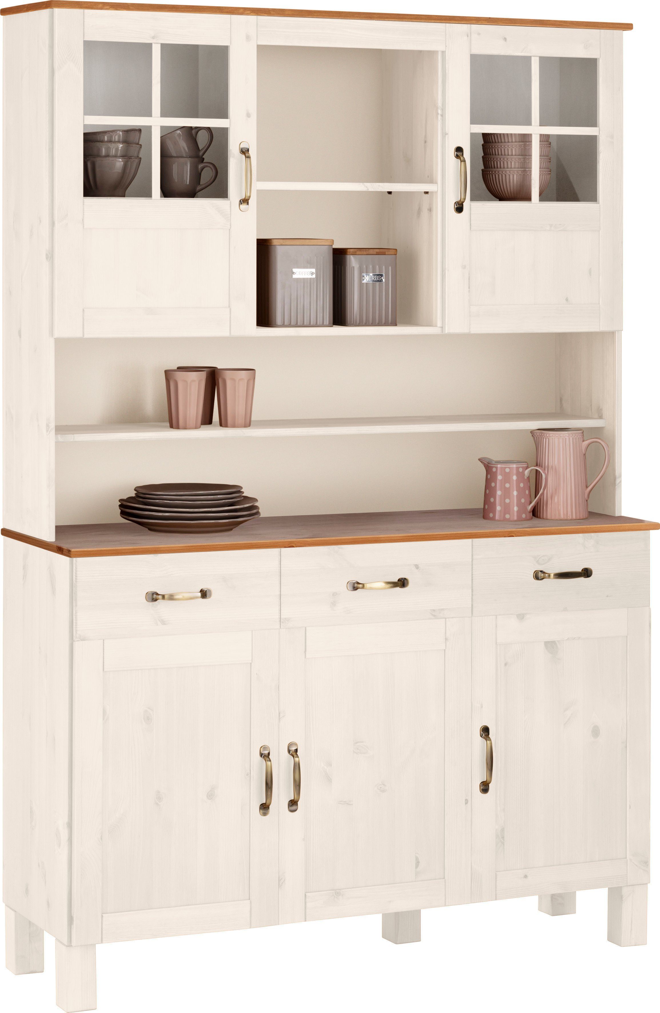 Home affaire Küchenbuffet "Alby", Breite 125 cm, 2 Glastüren, 2 Schubladen günstig online kaufen