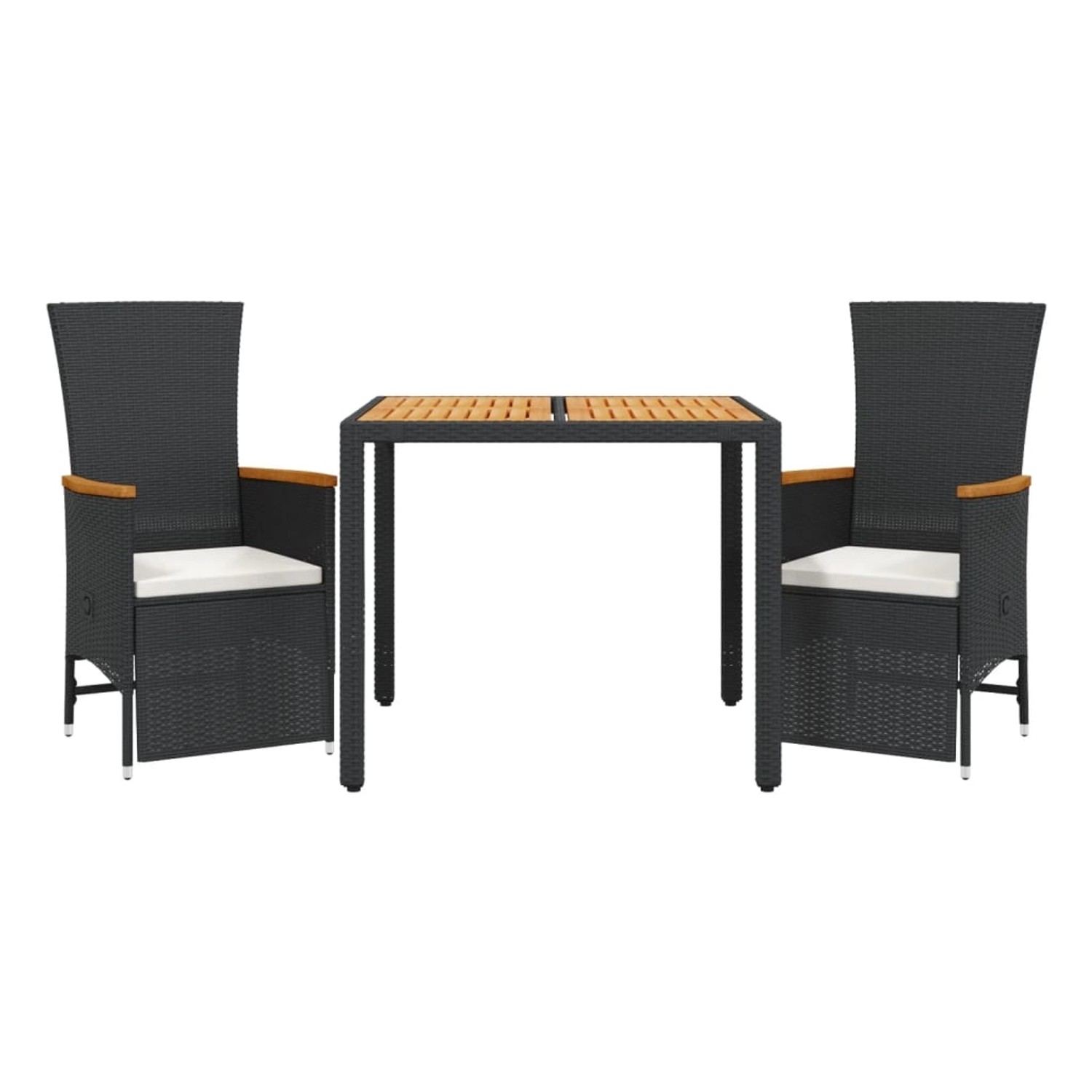 vidaXL 3-Tlg Garten-Essgruppe mit Kissen Schwarz Poly Rattan 3277503 günstig online kaufen