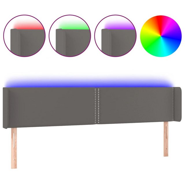 vidaXL Bett, LED Kopfteil Grau 183x16x78/88 cm Kunstleder günstig online kaufen