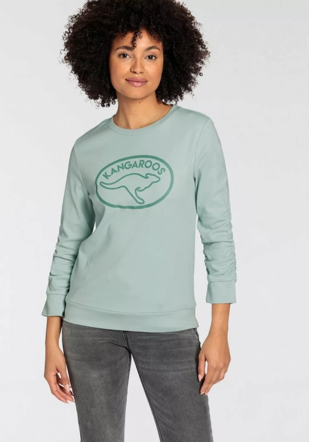 KangaROOS Sweatshirt mit Raffung am Ärmel und Marken-Logo-Print - NEUE-KOLL günstig online kaufen