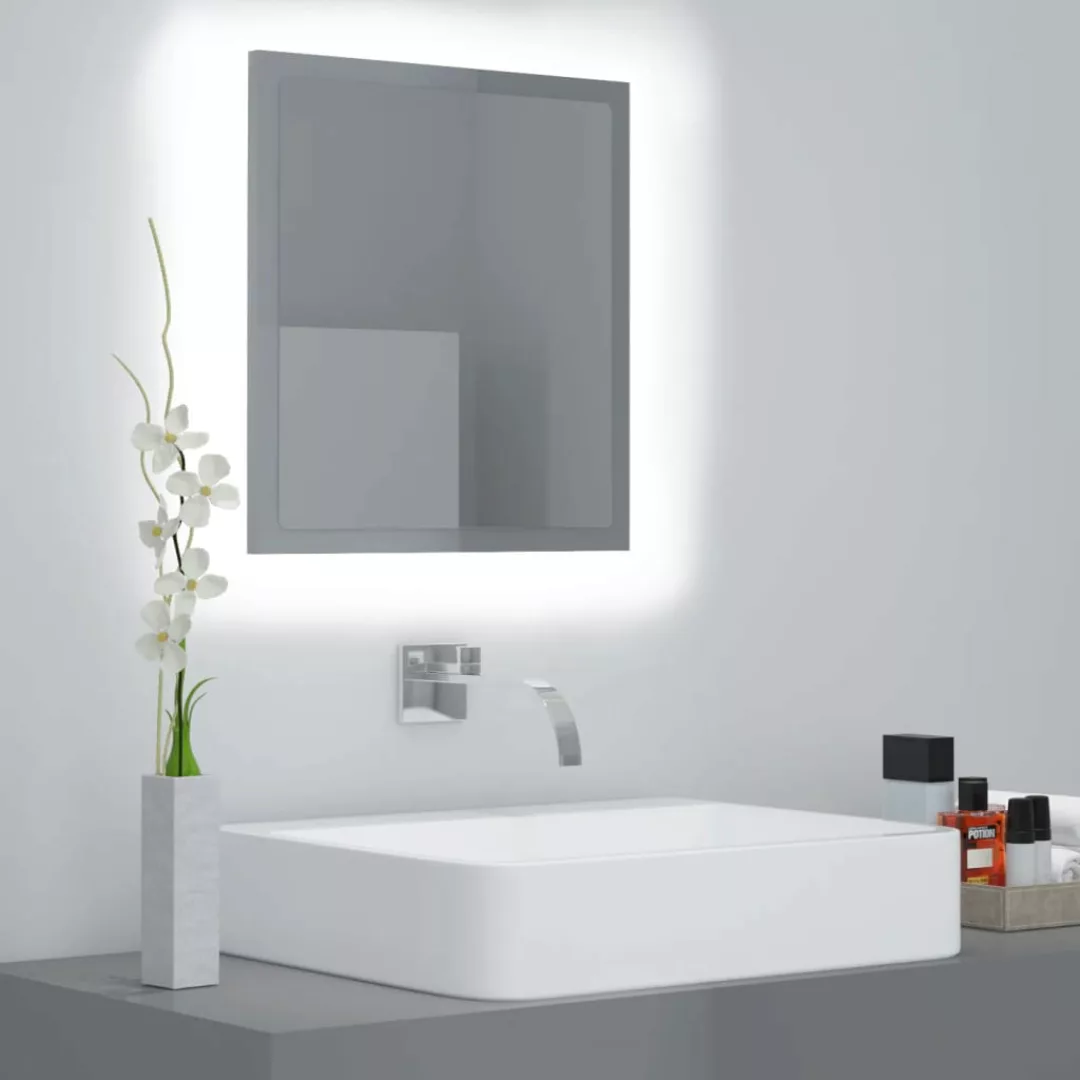 Led-badspiegel Hochglanz-grau 40x8,5x37 Cm Spanplatte günstig online kaufen