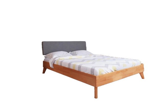 Natur24 Einzelbett Bett Gerg 4 Kernbuche 100x200cm mit Polsterkopfteil und günstig online kaufen