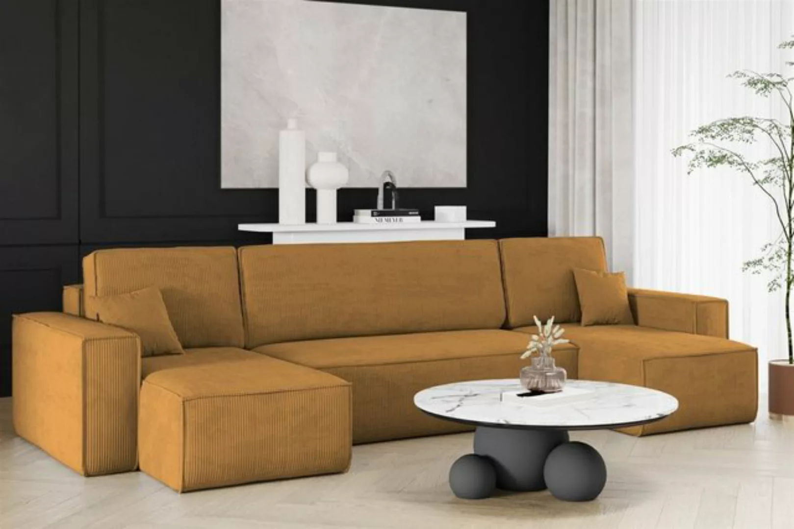 Fun Möbel Wohnlandschaft Wohnlandschaft Sofa Schlafsofa MARIS in Stoff Poso günstig online kaufen