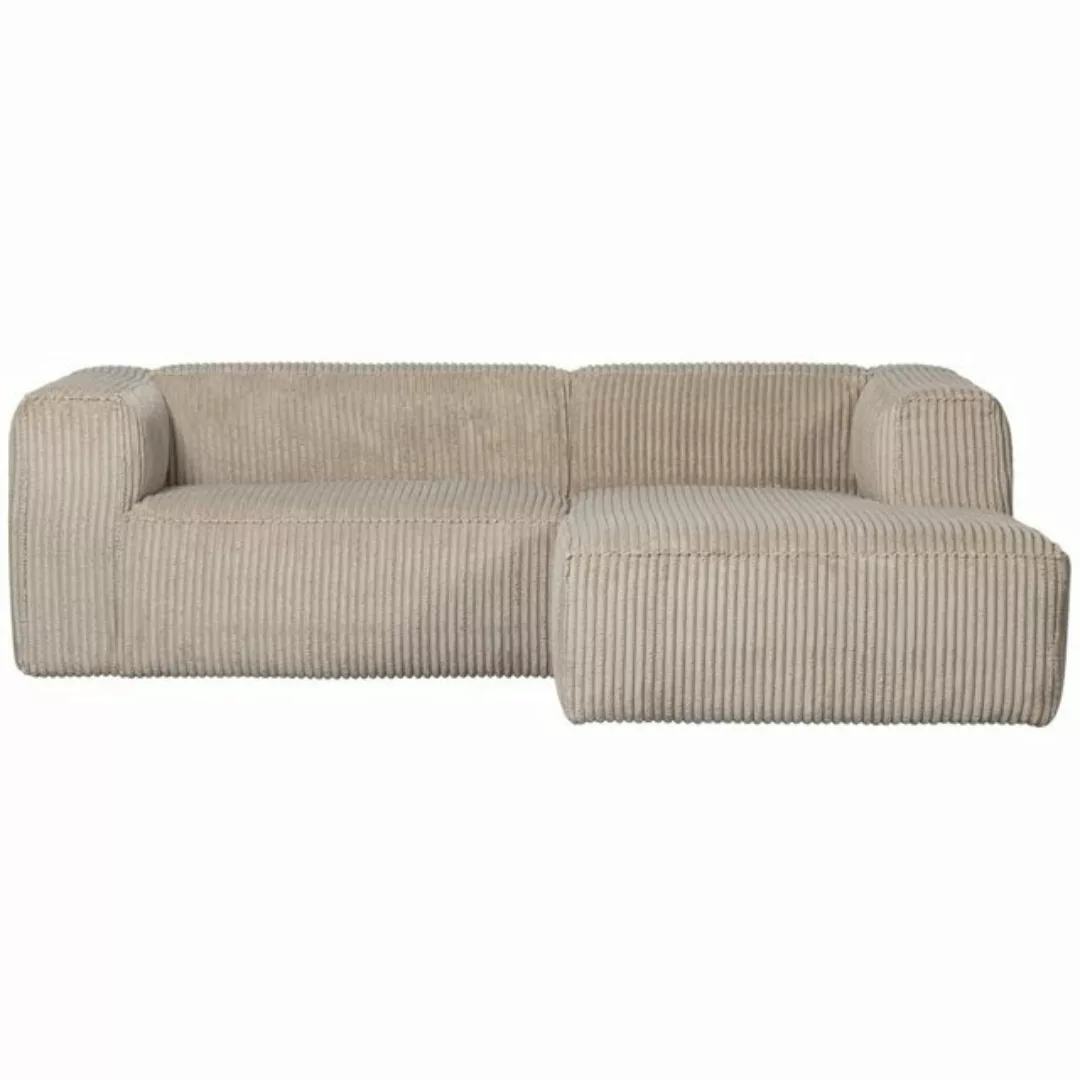 WOOOD Ecksofa Longchair-Sofa 3-Sitz Bean Rechts - Ribcord Travertin, Freist günstig online kaufen