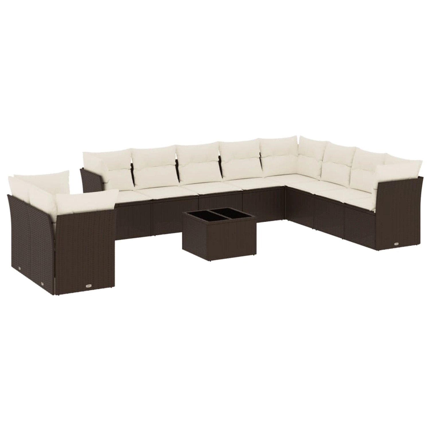 vidaXL 11-Tlg Garten-Sofagarnitur mit Kissen Braun Poly Rattan 3249712 günstig online kaufen
