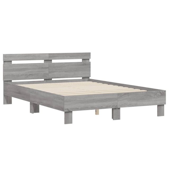 furnicato Bettgestell mit Kopfteil Grau Sonoma 135x190 cm Holzwerkstoff (1- günstig online kaufen