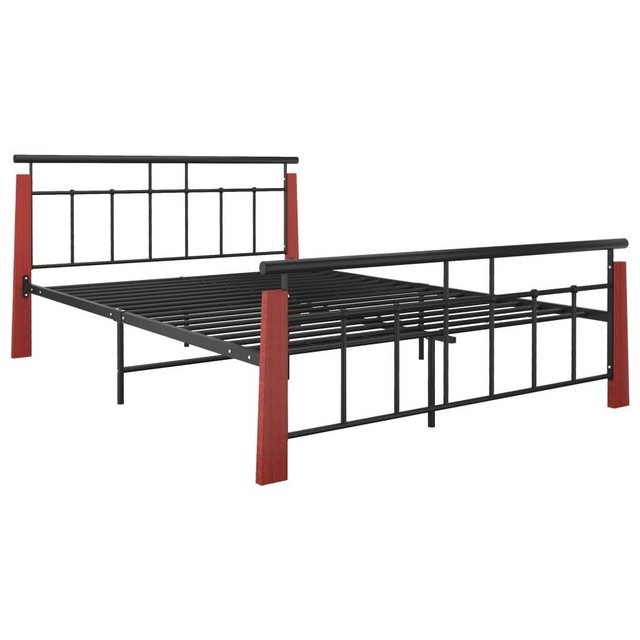 vidaXL Bett Bettgestell Metall und Massivholz Eiche 140x200 cm günstig online kaufen