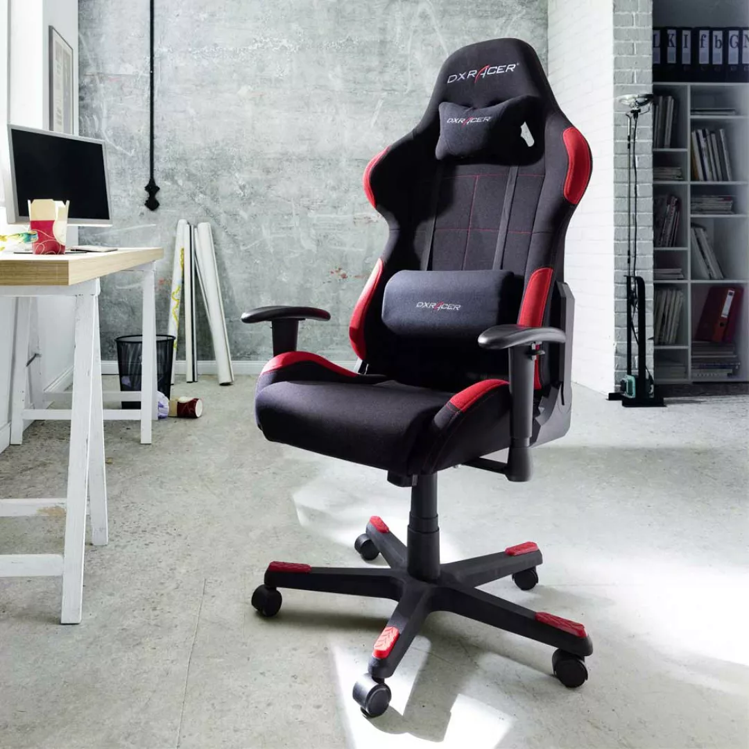 Ergonomischer Bürostuhl im Racer Design Schwarz Rot günstig online kaufen