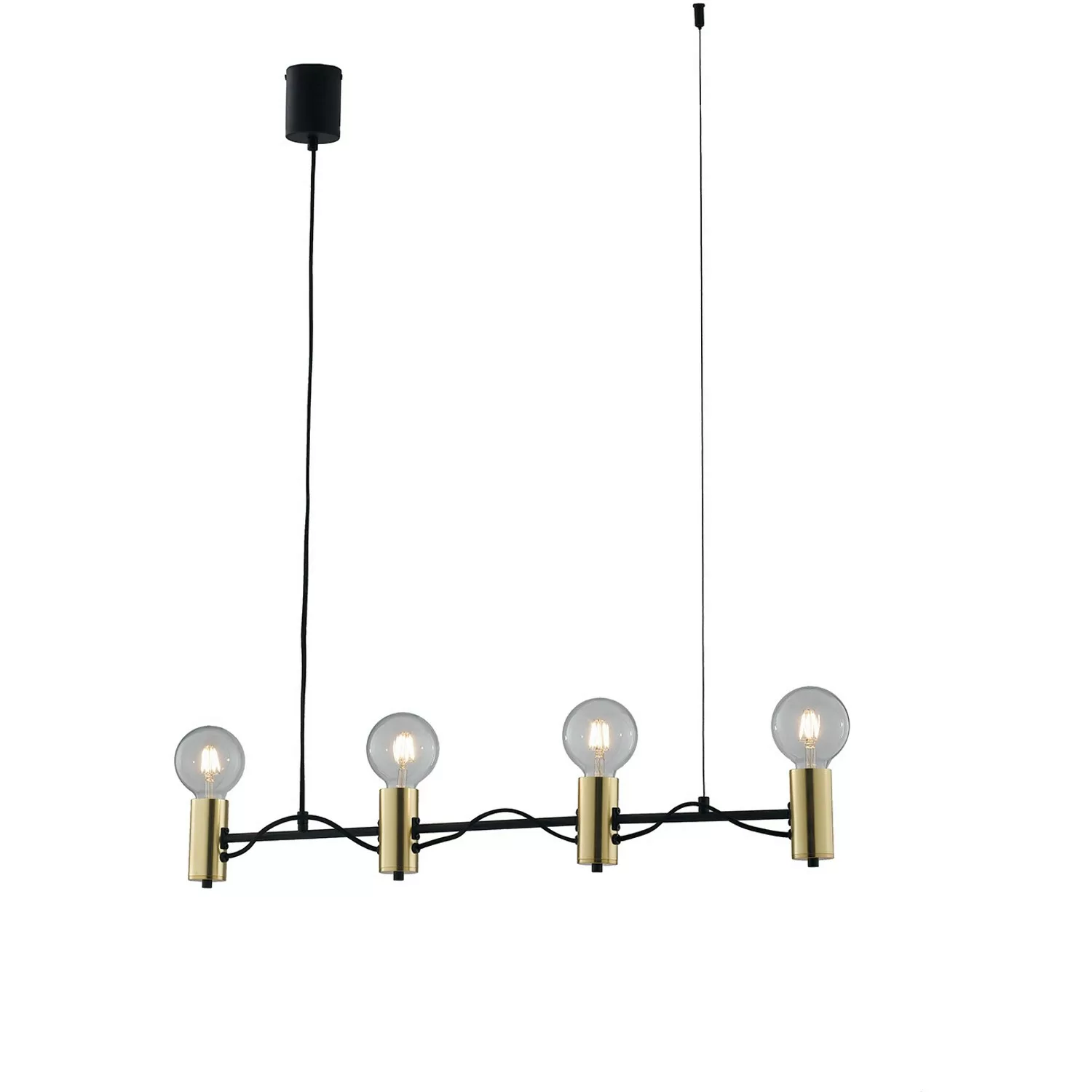 Luce Design Pendelleuchte Axon 4-flammig Schwarz-Gold 7,5 cm x 89 cm günstig online kaufen