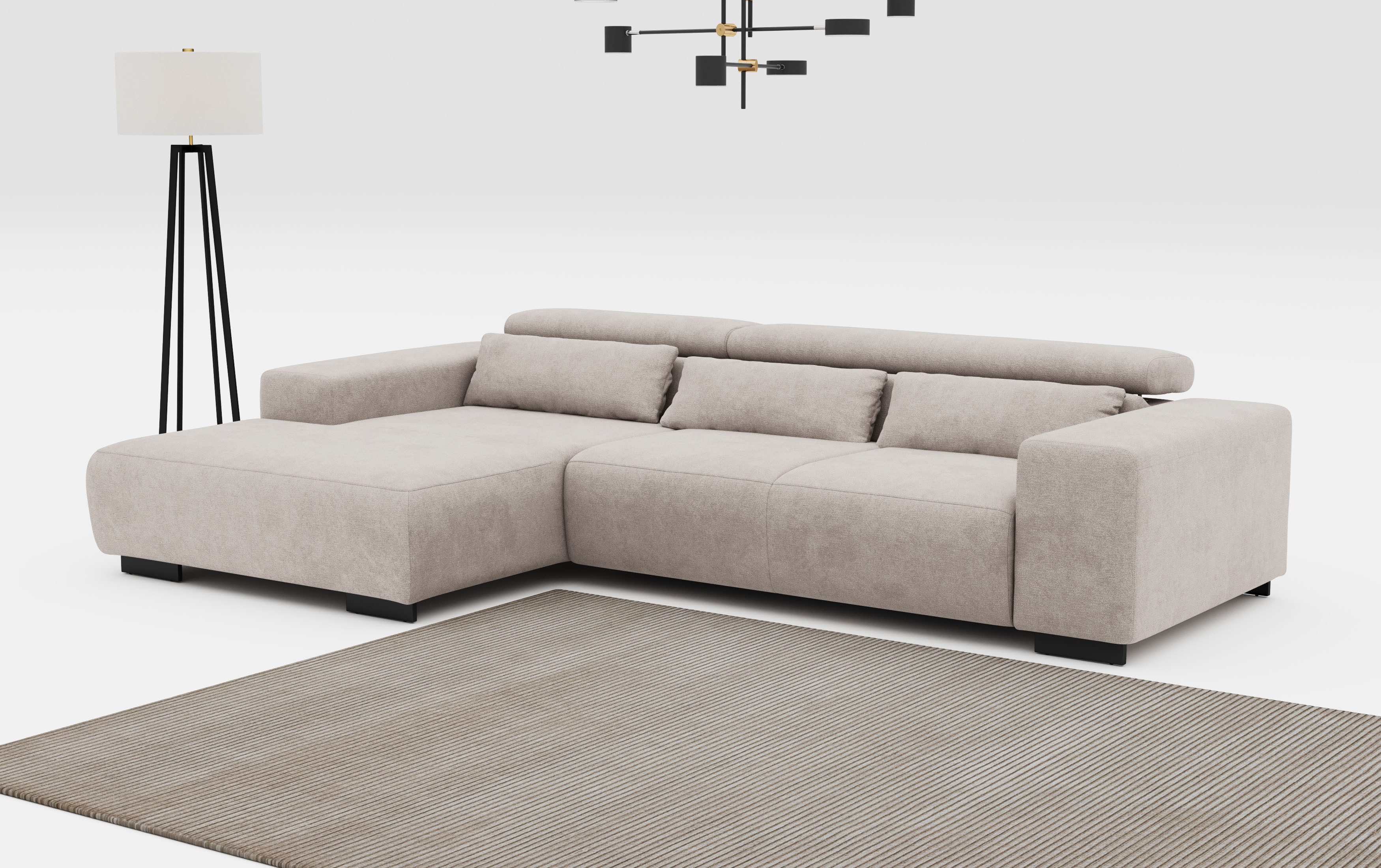 COTTA Ecksofa "Side L-Form, mit Kopfteilverstellung & 3 Nierenkissen", opti günstig online kaufen