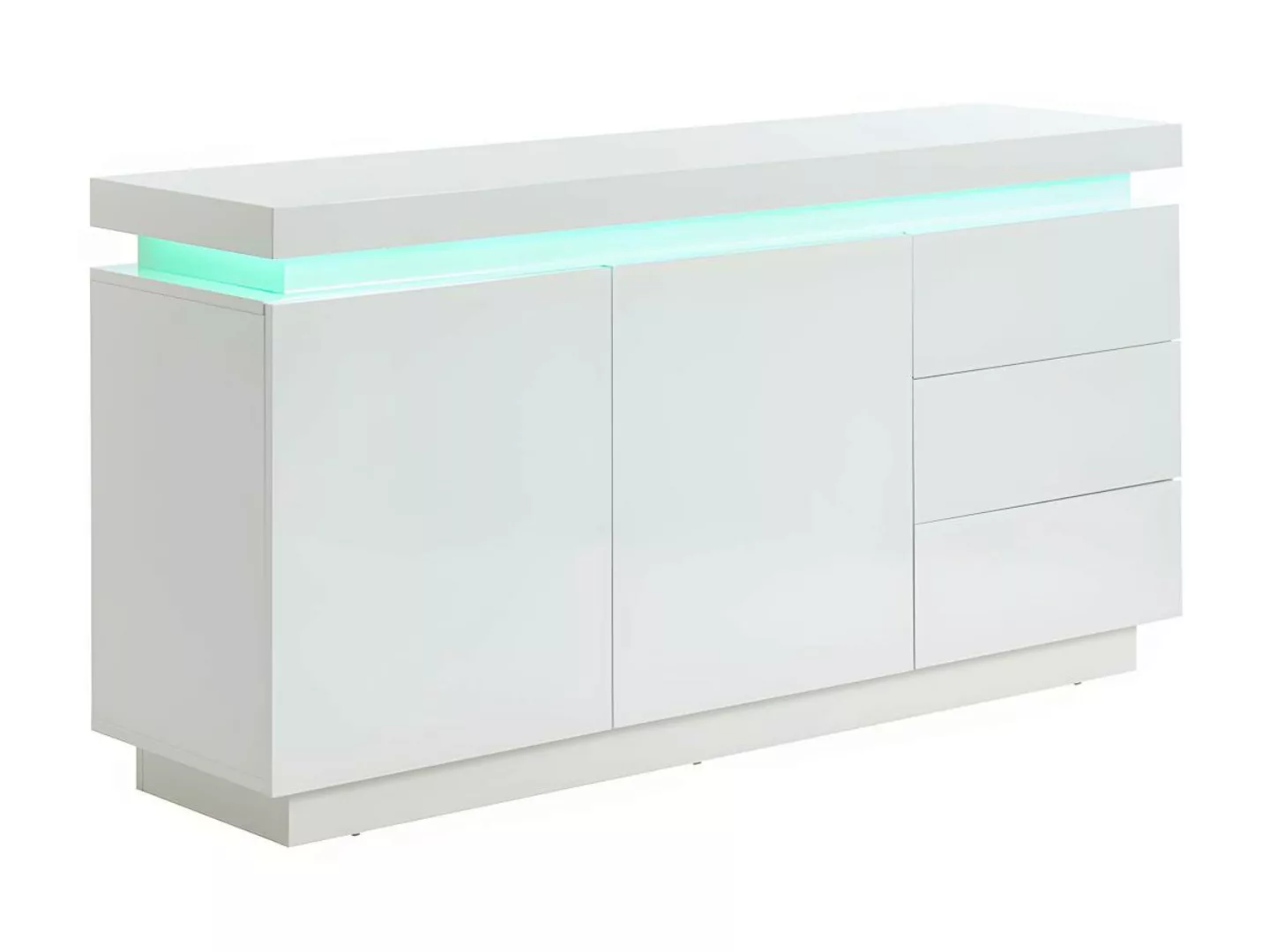 Sideboard mit 2 Türen & 3 Schubladen + LEDs - MDF - Weiß lackiert - EMERSON günstig online kaufen