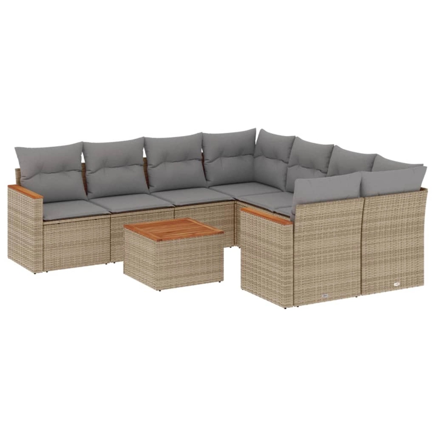 vidaXL 9-Tlg Garten-Sofagarnitur mit Kissen Beige Poly Rattan 3258230 günstig online kaufen
