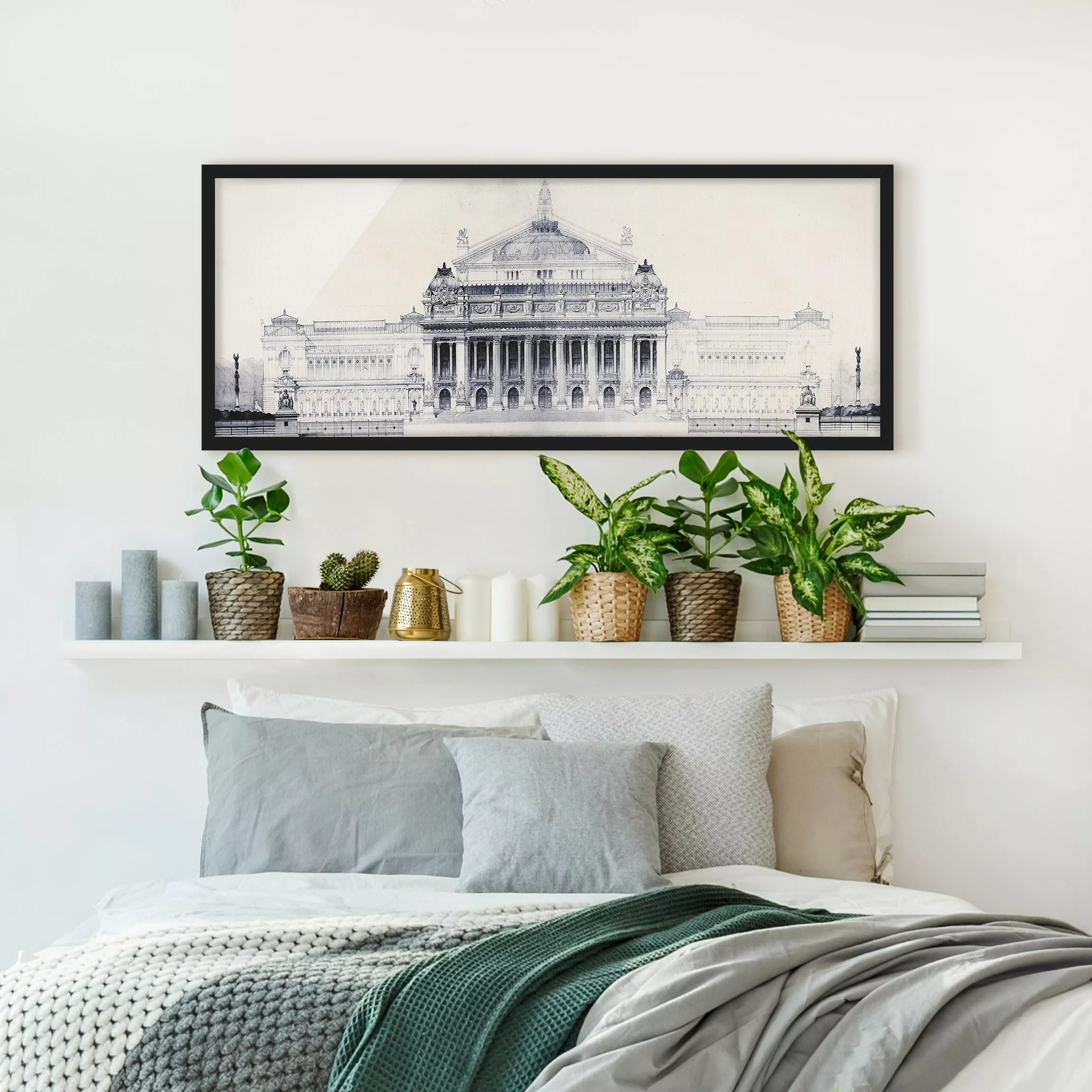 Bild mit Rahmen Architektur & Skyline - Querformat Prix de Rome Skizze II günstig online kaufen