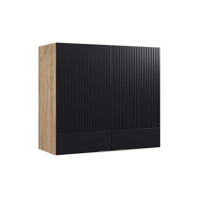 Vicco Glashängeschrank Fame-Line, Schwarz gestreift/Goldkraft Eiche, 80 cm günstig online kaufen