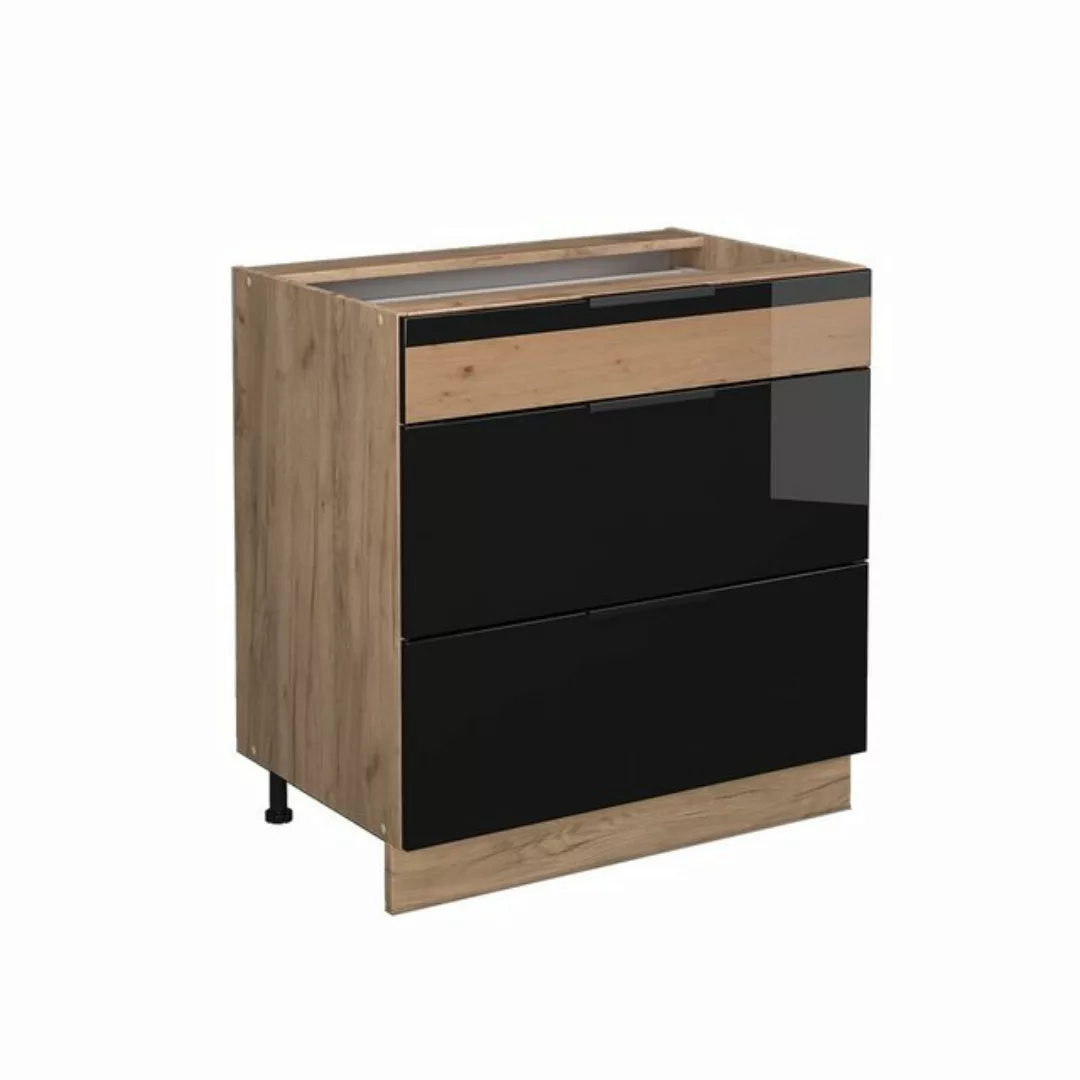 Vicco Unterschrank Apothekerunterschrank Fame 80cm Schwarz/Eiche günstig online kaufen