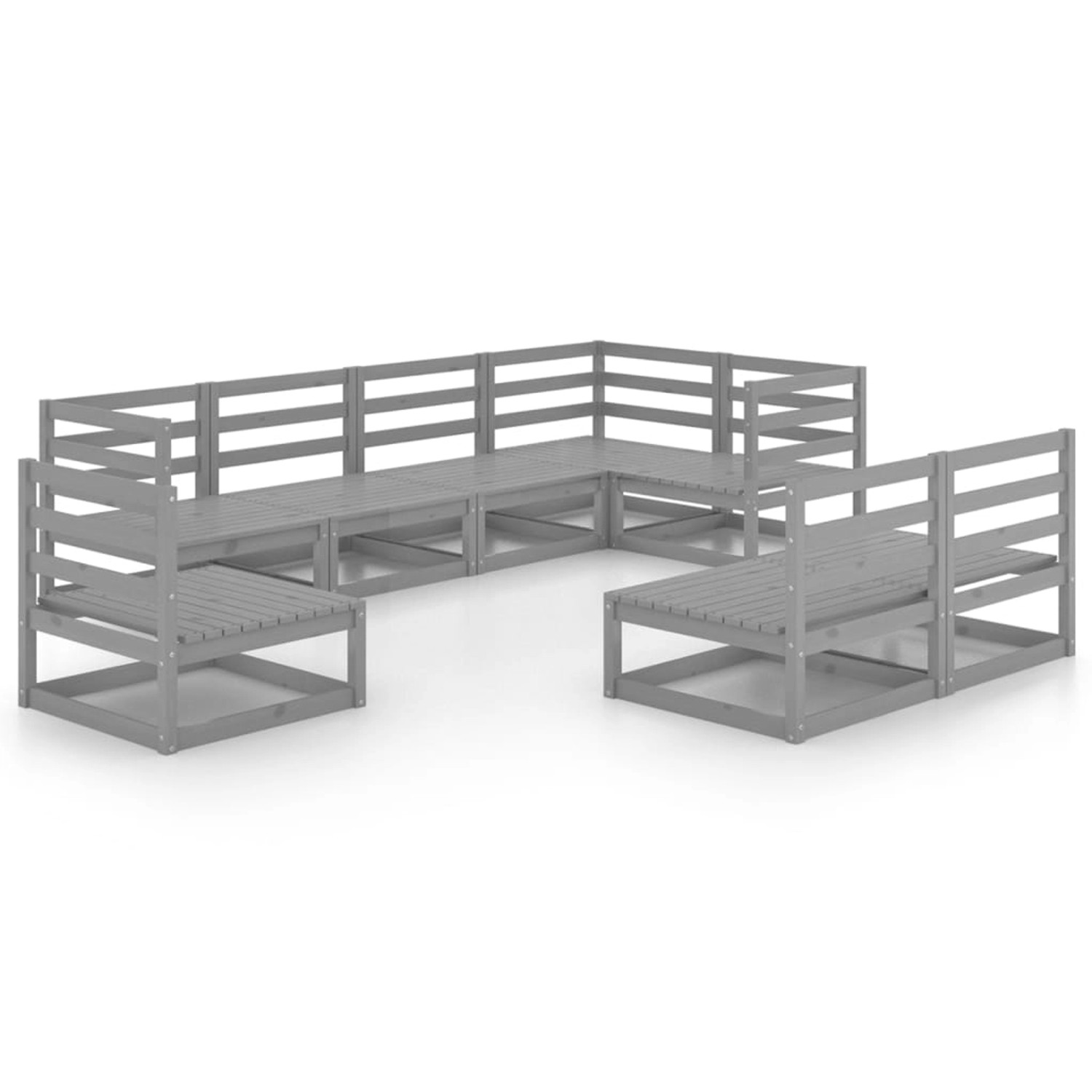 vidaXL 8-Tlg Garten-Lounge-Set Grau Massivholz Kiefer 3075626 günstig online kaufen