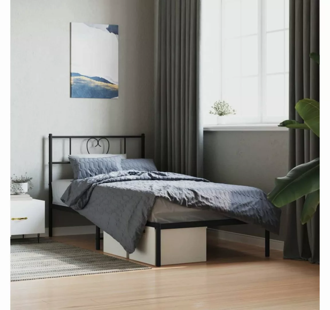 furnicato Bett Bettgestell mit Kopfteil Metall Schwarz 90x190 cm günstig online kaufen