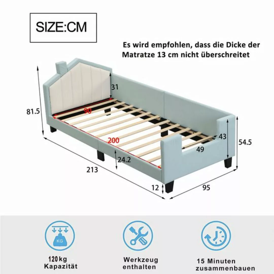 HAUSS SPLOE Polsterbett 90*200cm mit Kopf- und Fußteil, Rückenlehnes aus Ku günstig online kaufen