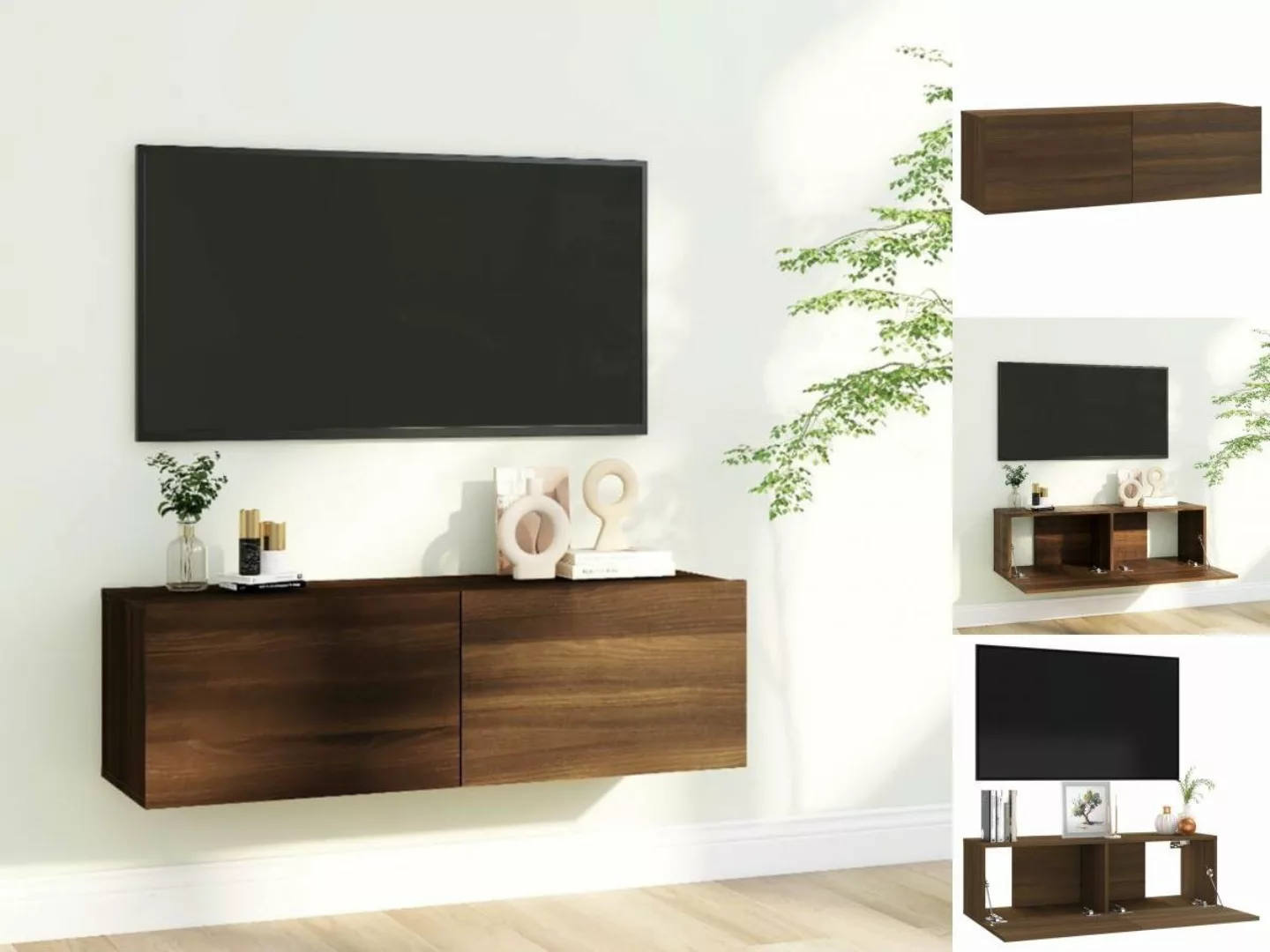 vidaXL TV-Schrank TV-Wandschrank Braun Eiche 100x30x30 cm Spanplatte günstig online kaufen