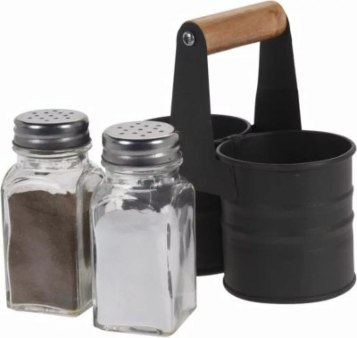 Neuetischkultur Salz   Pfeffer Streuer Set mit Metallkorb schwarz günstig online kaufen