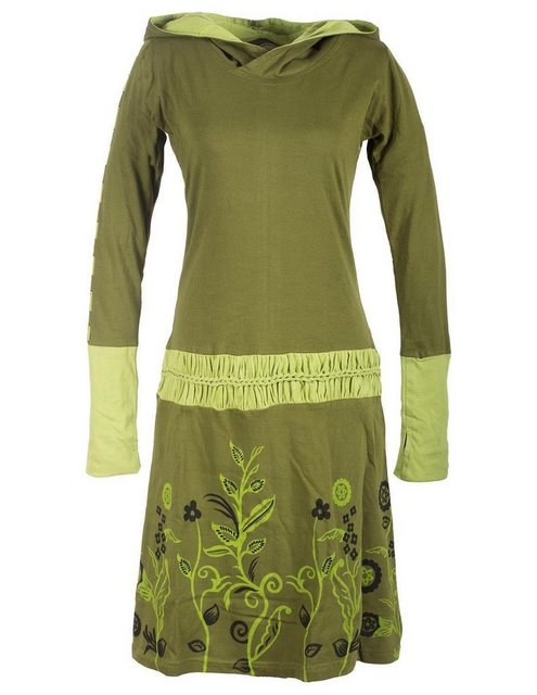 Vishes Jerseykleid Blumen Kleid mit Kapuze und geknüpftem Gürtel Ethno, Goa günstig online kaufen